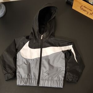 Kids Nike Black, Gray and White Hooded Windbreaker Jacket